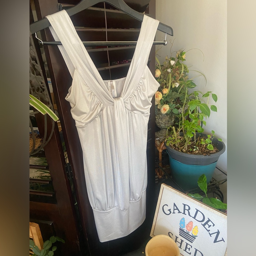 French Kiss silver halter mini dress/tunic top
